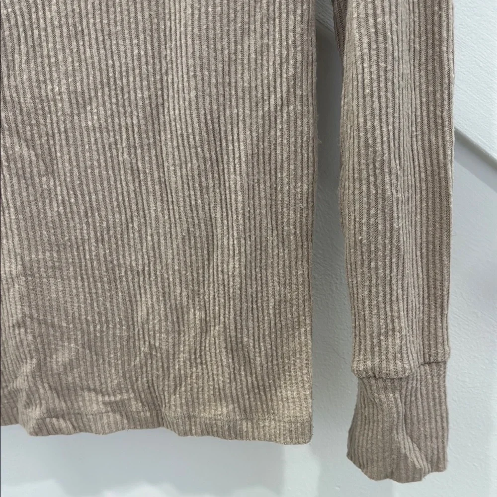 LNA Revolve Bardot Long Sleeve Tee with Keyhole Choker Neck in Oat - Picture 5 of 8